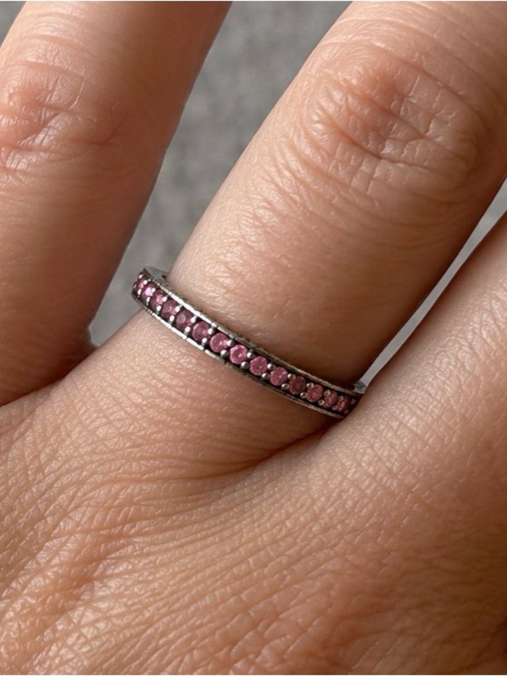 Pandora Pink CZ Eternity Band. Sterling Silver